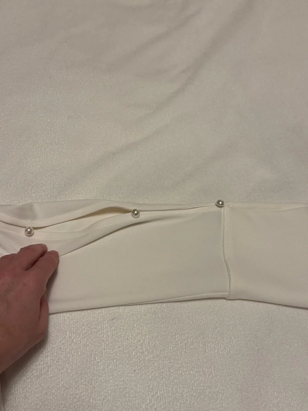 Ann Taylor Factory Cream Boatneck Long Sleeve Top with Pearl Sleeves - Picture 5 of 7